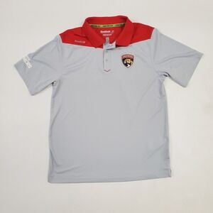NHL Reebook Florida Panthers Hockey Adults Men Short Sleeve Polo Tshirt size M